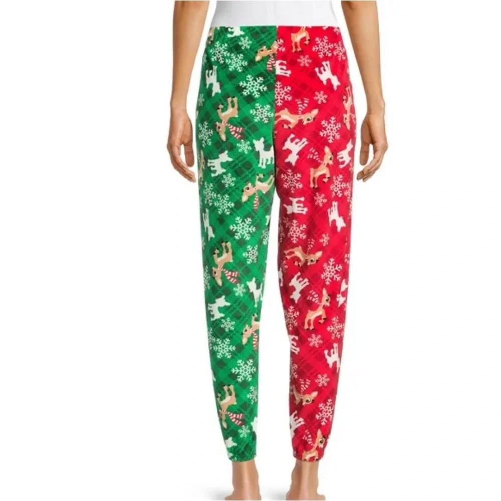 Rudolph the Red-Nosed Reindeer Women's Velour Jogger Pajamas, Allover Print M‎